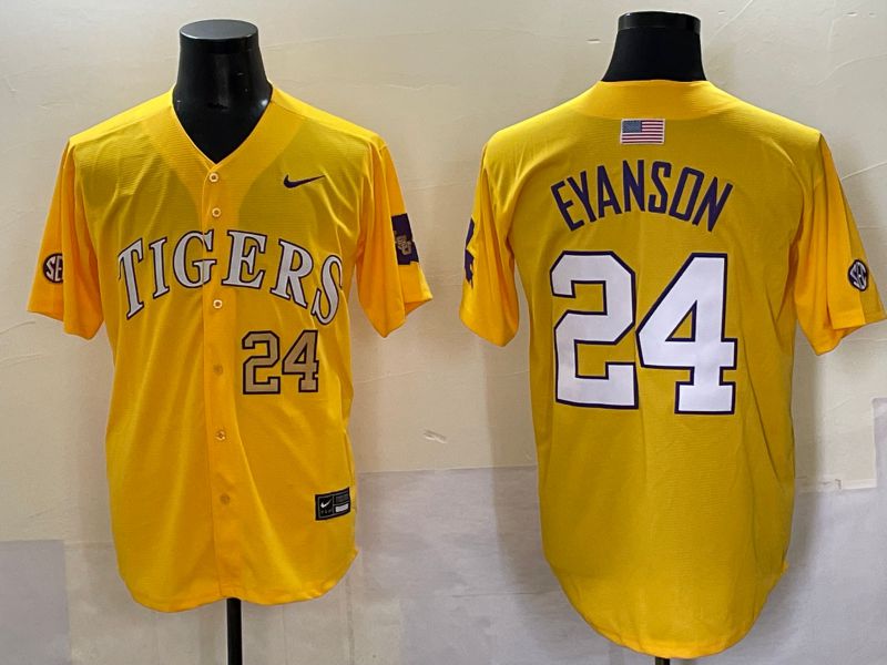Men 2025 LSU Tigers #24 Eyanson Yellow Joint Name Nike NCAA Jersey style 3->ncaa teams->NCAA Jersey